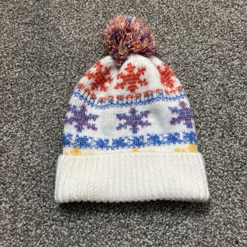 Old Navy One Size Knit Beanie Pom Hat Winter Fair Isle Multicolor